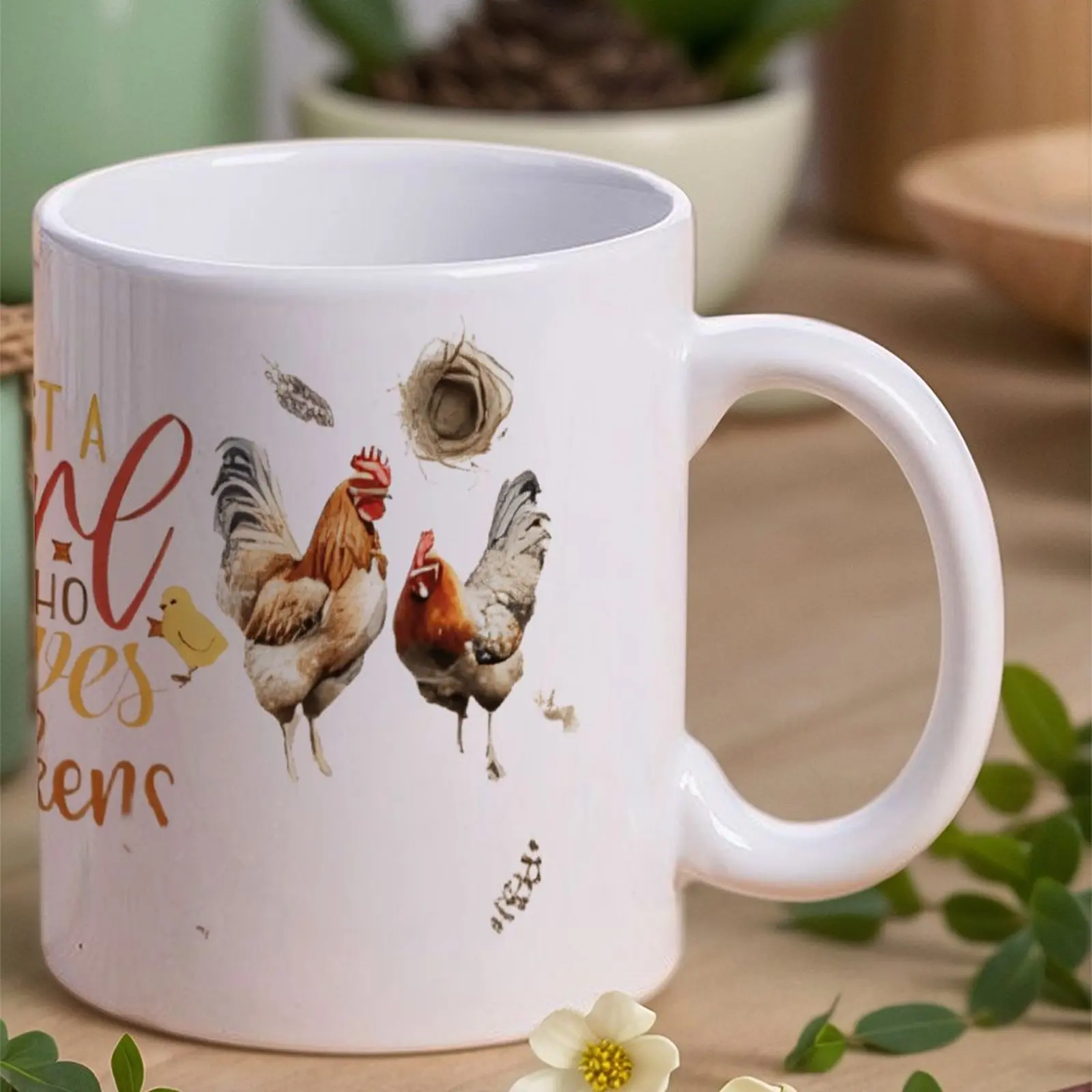 

Just A Girl Who Loves Chickens Cute Mugs, 11oz White Ceramic Sublimation Cups for Men