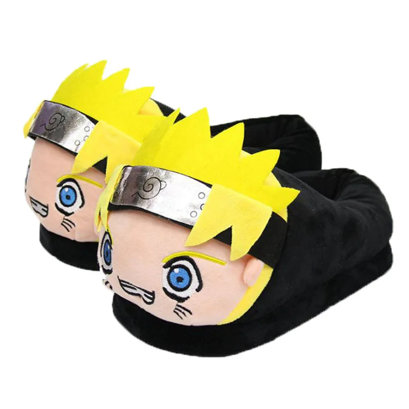 Naruto Uzumaki Plush Slipper Anime Closed Back Warm Fluffy House Shoe Hidden Leaf Headband Design Non-Slip Indoor Winter Slipper
