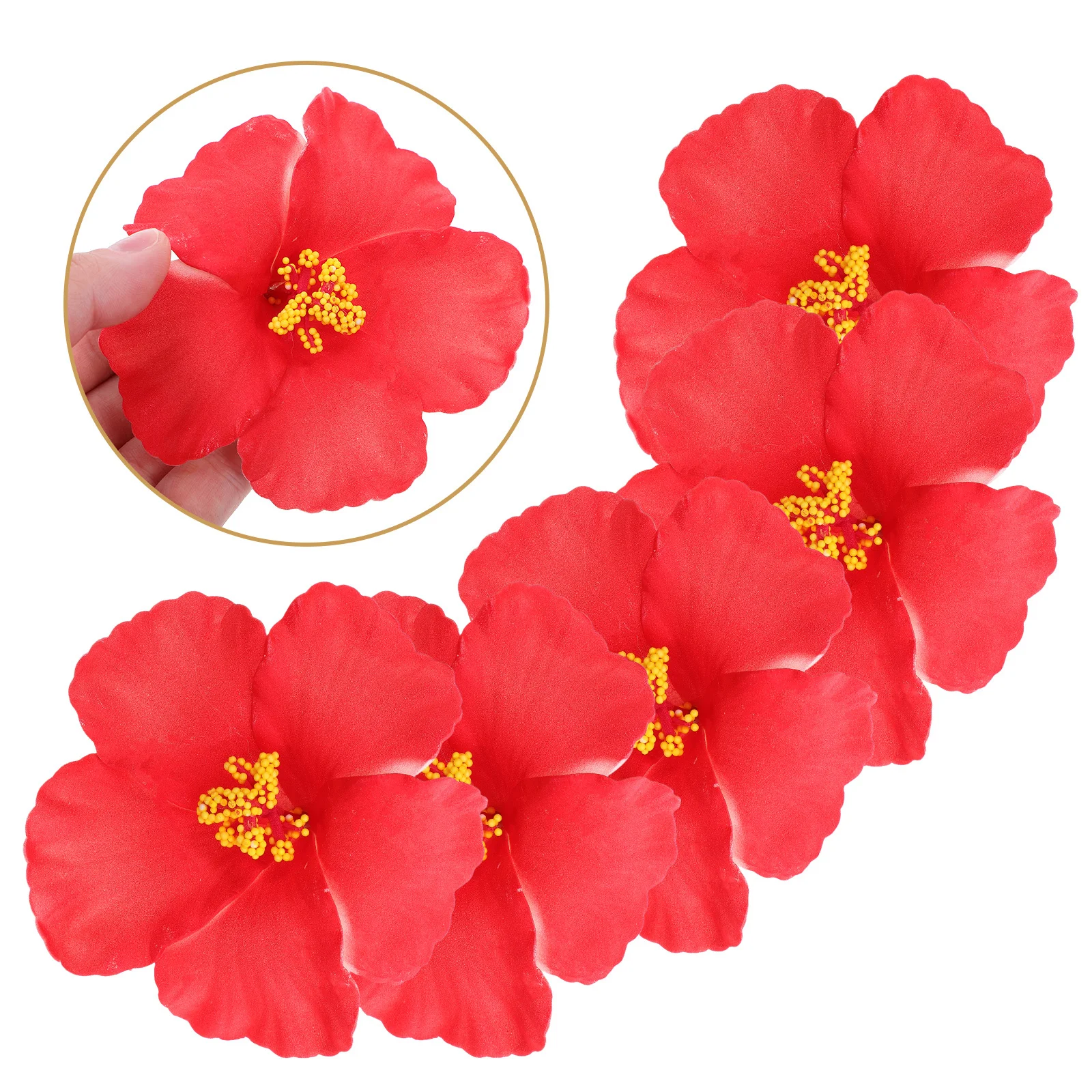 

10Pcs Hawaiian Flower Hair Clips Artificial Hibiscus Floral Hairpins Lightweight Comfortable for Beach Party Wedding Hair
