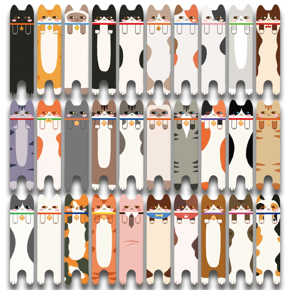 30PCS kawaii Cat Bookmarks Decorative Girls Graffiti Book Club Skateboard Art Picture Students irregular Book Students Bookmark