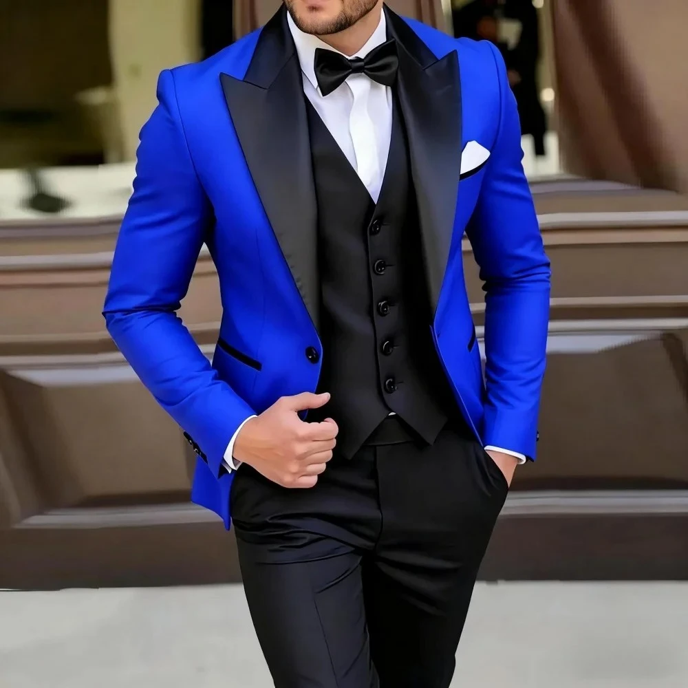 

Men's Green And Black Formal Terno Set of 3 Pieces Blazer Wedding Groomsmen Suit Wedding Ceremony And Dance