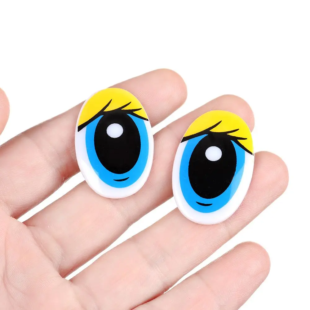 Bunte ovale Teile, Kunststoffschliff, Cartoon-Augen, Panda-Auge, 3D-Puppen, Zubehör, DIY-Puppenmaterialien