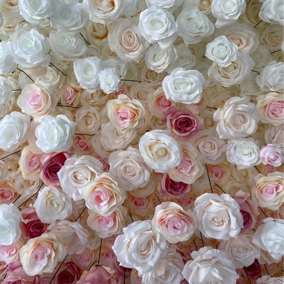 wholesale Wedding Decoration Stage Backdrop royal artificial flower for wedding Decor Silk Floral Wall pink rose Flower Wall