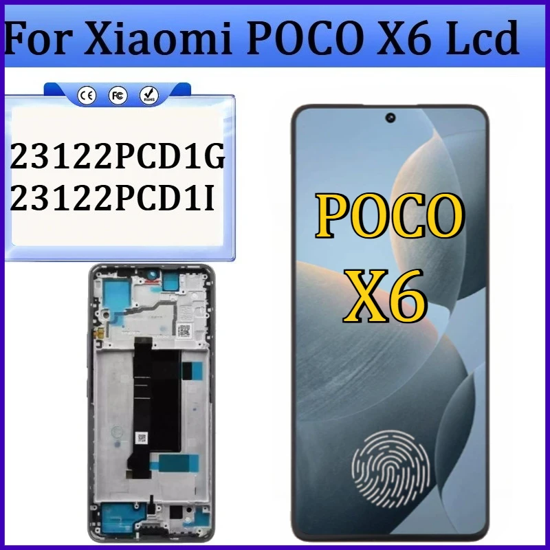 

Новый TFT/AMOLED дисплей для Xiaomi POCO X6 (LCD 23122PCD1G, 23122PCD1I) с сенсорным экраном и рамкой для замены