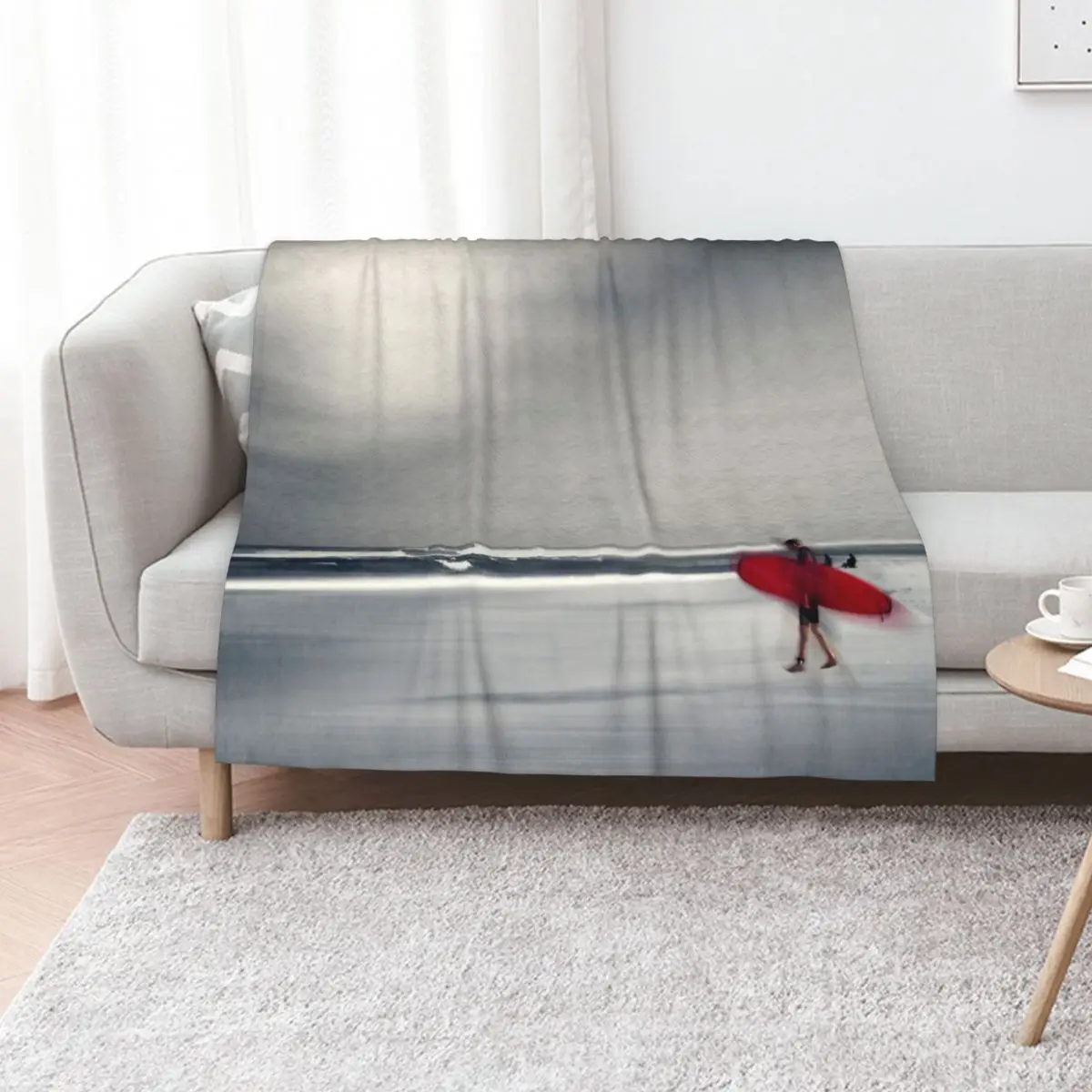 red surfboard 16 Throw Blanket Large Sofa Quilt Retros Heavy Picnic Flannel Blankets