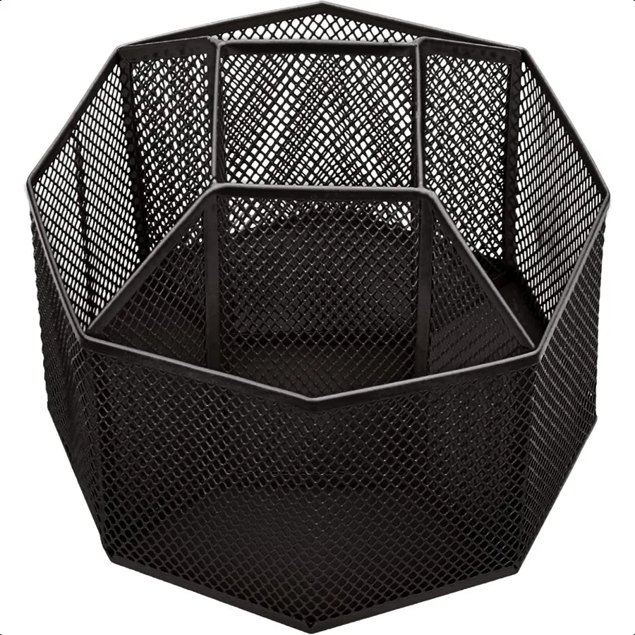 Organizer da scrivania in rete girevole con 5 scomparti Portapenne rotante ordinato per caramelle Portaoggetti per forniture artistiche per ufficio Aula Casa Nero