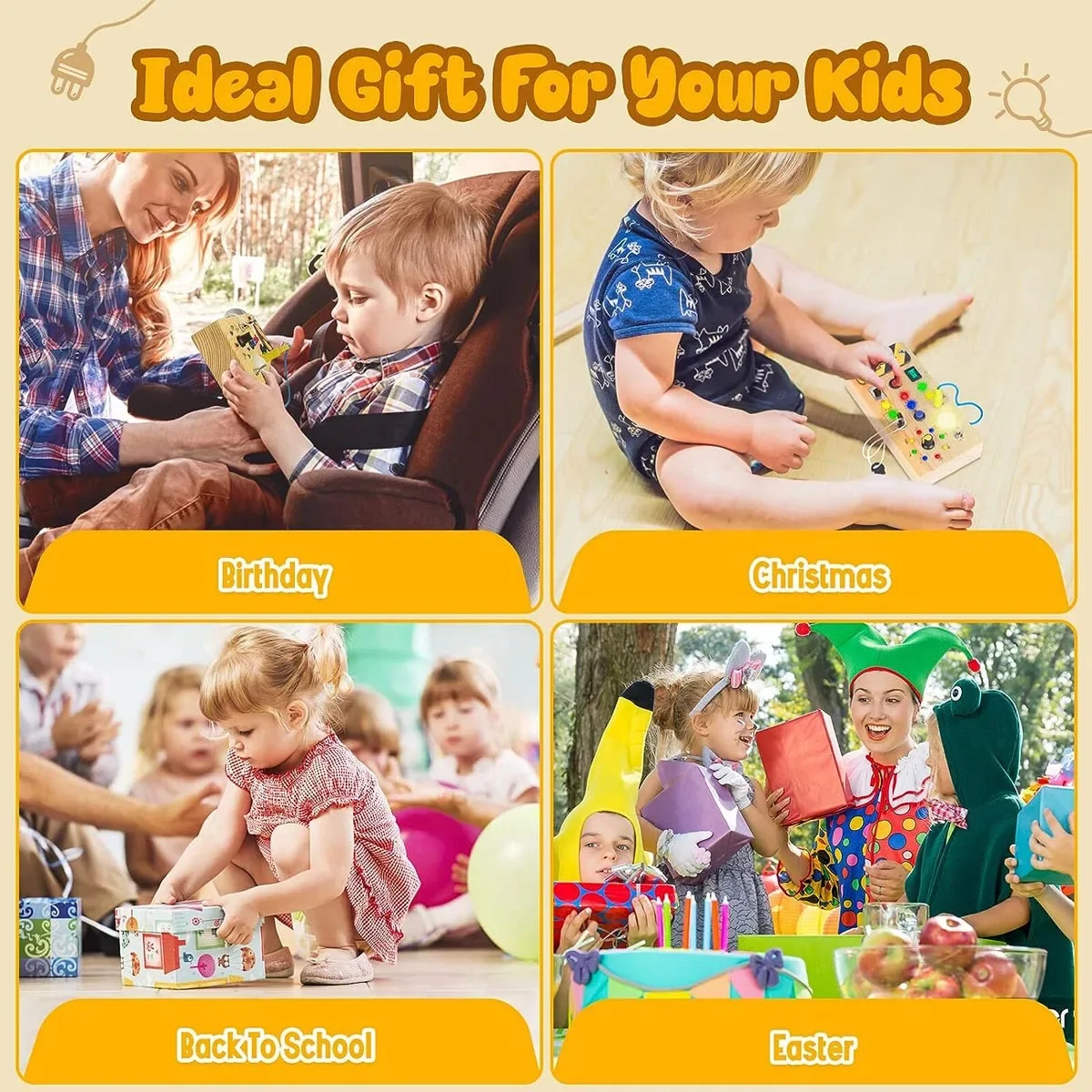Wooden Children's Sensory Training Toys, Montessori Busy Board, LED Lights/Switch Control, Early Learning Educational, Baby Gift image 6