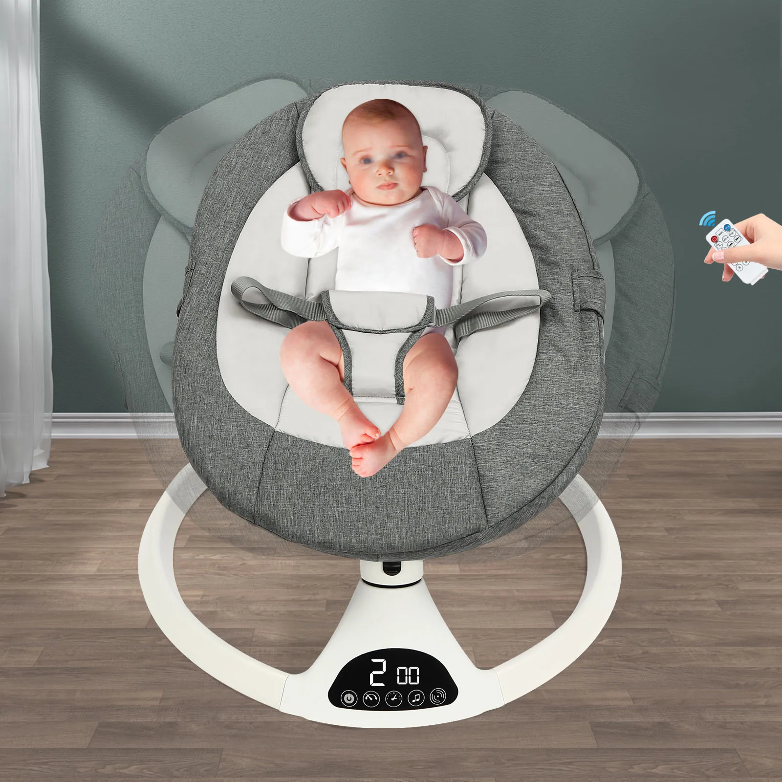 Electric Baby Rocking Chair, Baby Rocking Bouncer with Bluetooth, Touch Version Baby Rocking Chair Remote Control