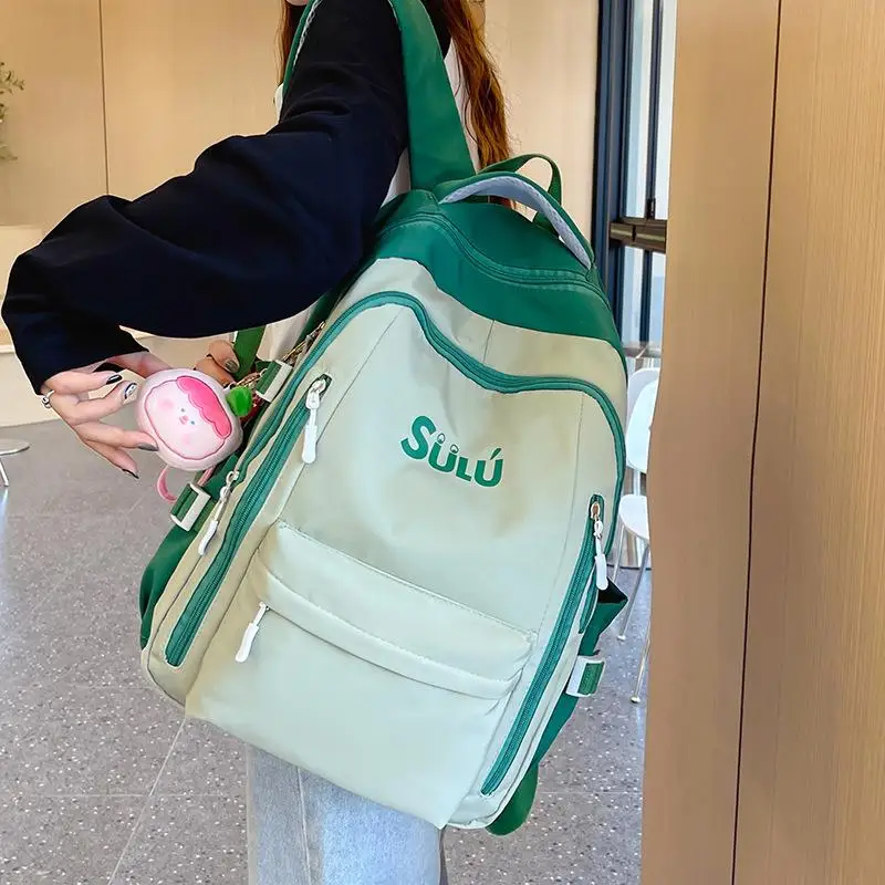High Aesthetic Dual Shoulder Bag Lightweight Casual Travel Backpack Large Capacity Simple Design for Junior High School Girls