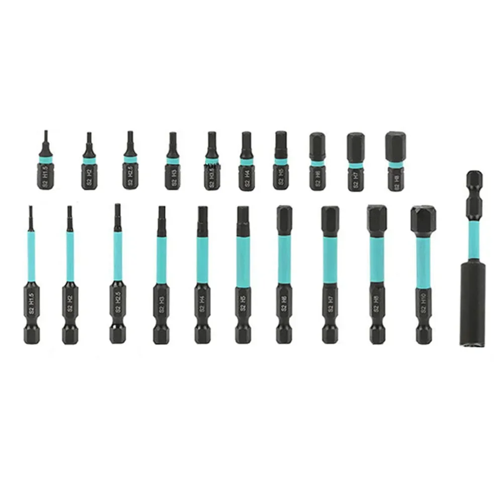 Hex Bit Set 1/4inch Shank Bit 25mm Length 6.35mm Shank 60mm Length Black Color Blue Color Extension Rod Included