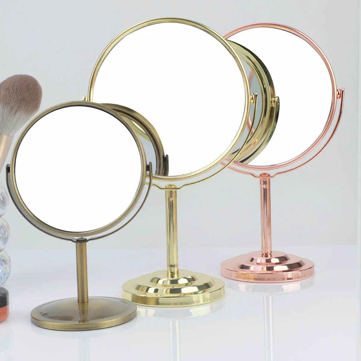 3/4/5in Double-Side Makeup Mirror With 2X Magnification Clear Reflection And Easy To Carry Desktop Vanity Mirror With Stand