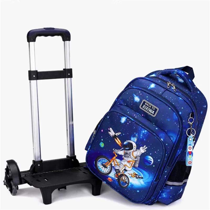 

Astronaut Removable Children wheeled School Bags 2/6 Wheels Kids Boys Backpacks Trolley waterproof Schoolbag Luggage Book Bags