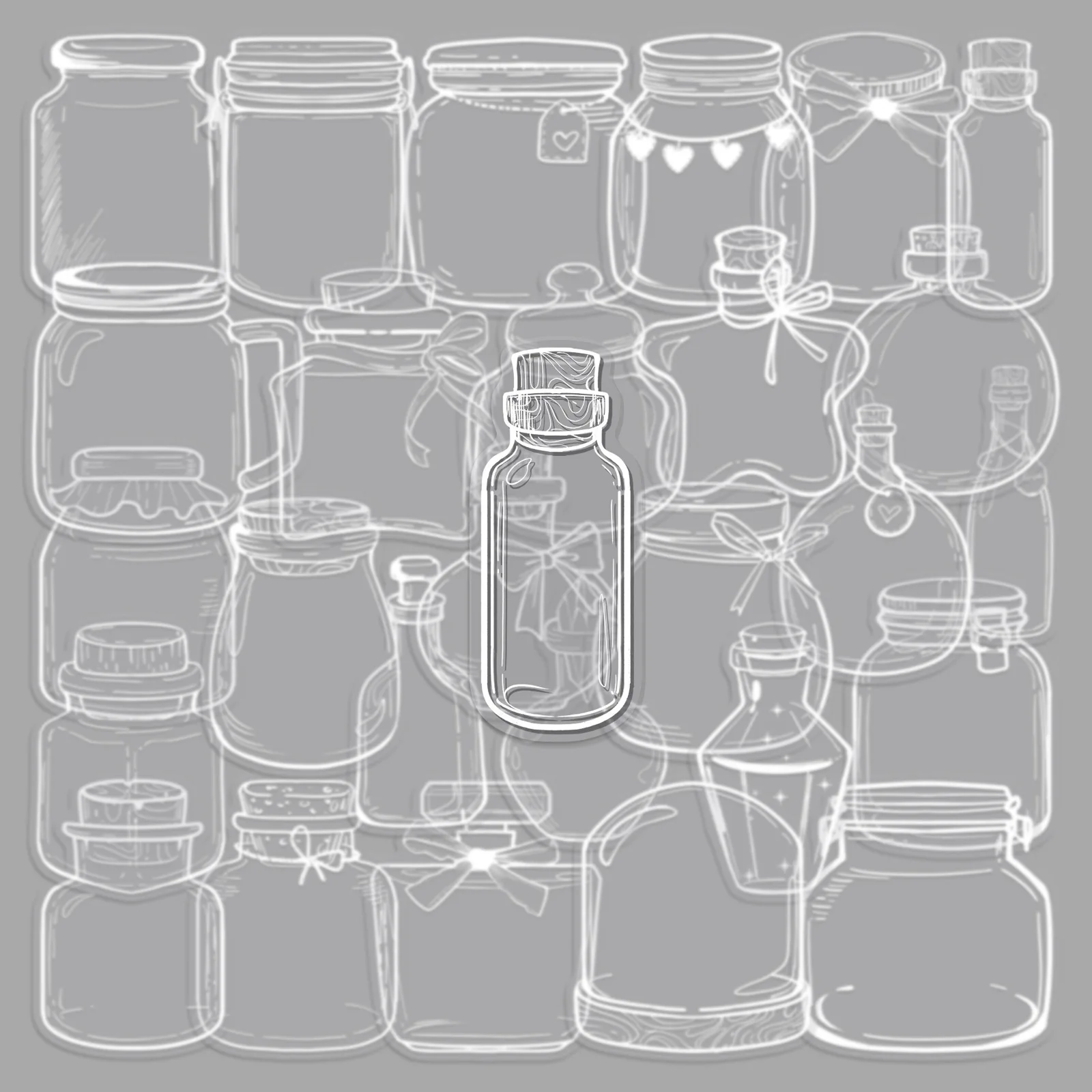 

10/50PCS Transparent Wishing Bottle Cartoon Stickers bottle Simple and Fresh Decal DIY Laptop Phone Guitar Cup Fridge Kid Toys
