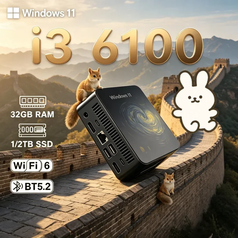 

Coveted 2026 Shrunk MINI PC Windows 11 Pro Core I3 6100 RAM 1TB SSD WIFI 6 BT5.2 4K HD Baronial Casualness Gaming Office