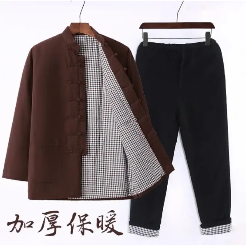 

2025 Traditional Chinese Clothing Sets Tang Winter Cotton Jacket Men Thick Vintage Suit