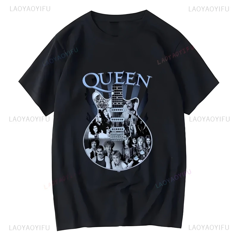 Famous QUEEN Band Classic Poster Picture T-shirt, Unisex Fashion Casual Top, Spring and Summer Oversized Round Neck T-shirt