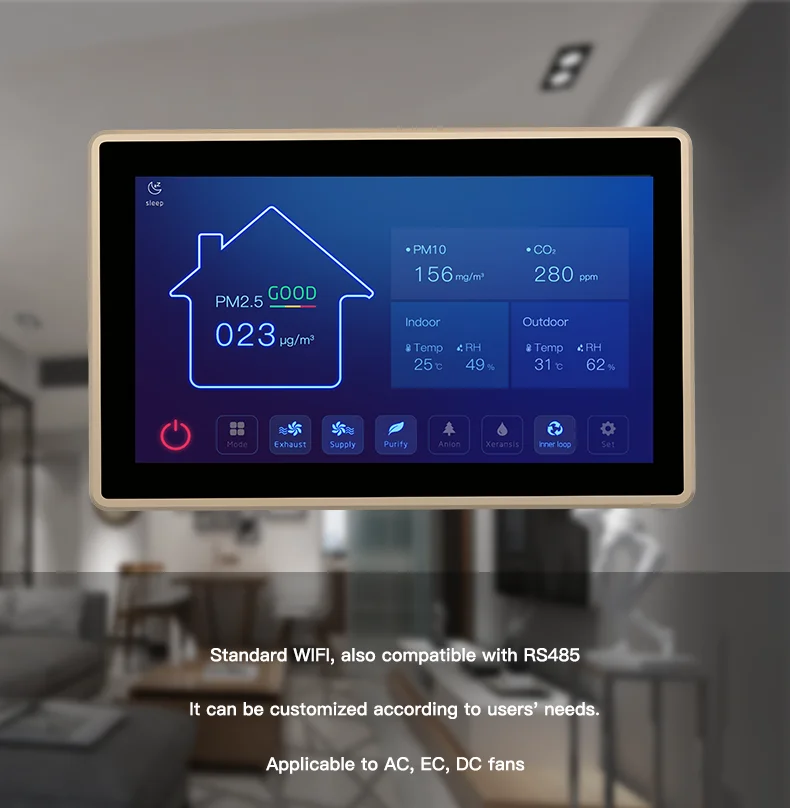 Tuya App RS485 Smart Air Quality Monitor und Controller Intelligent Controller Fresh Air Ventilation System
