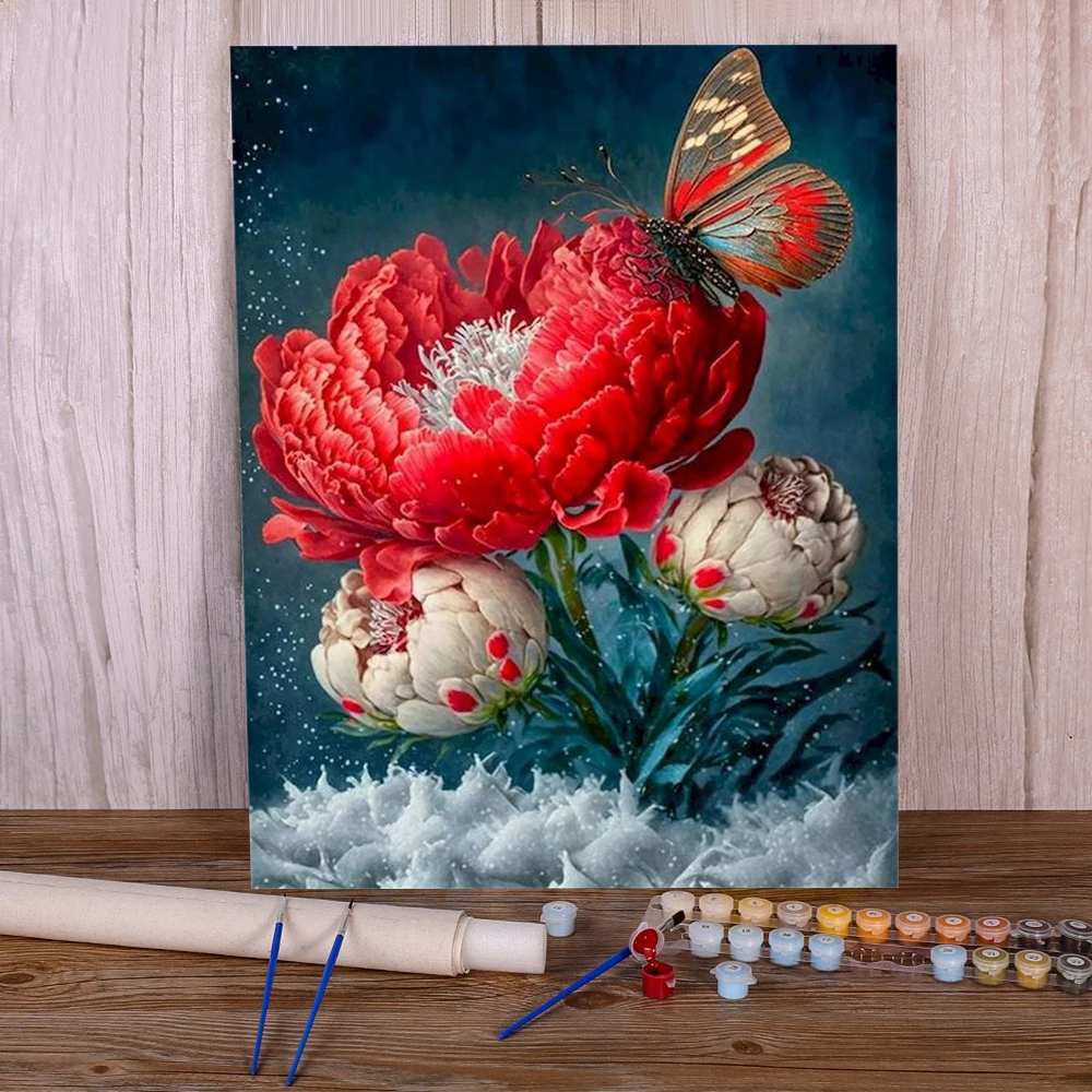 Scenery Flowers Peony DIY Painting By Numbers Package Oil Paints 40*50 Boards By Numbers Wall Decoration For Adults Handiwork