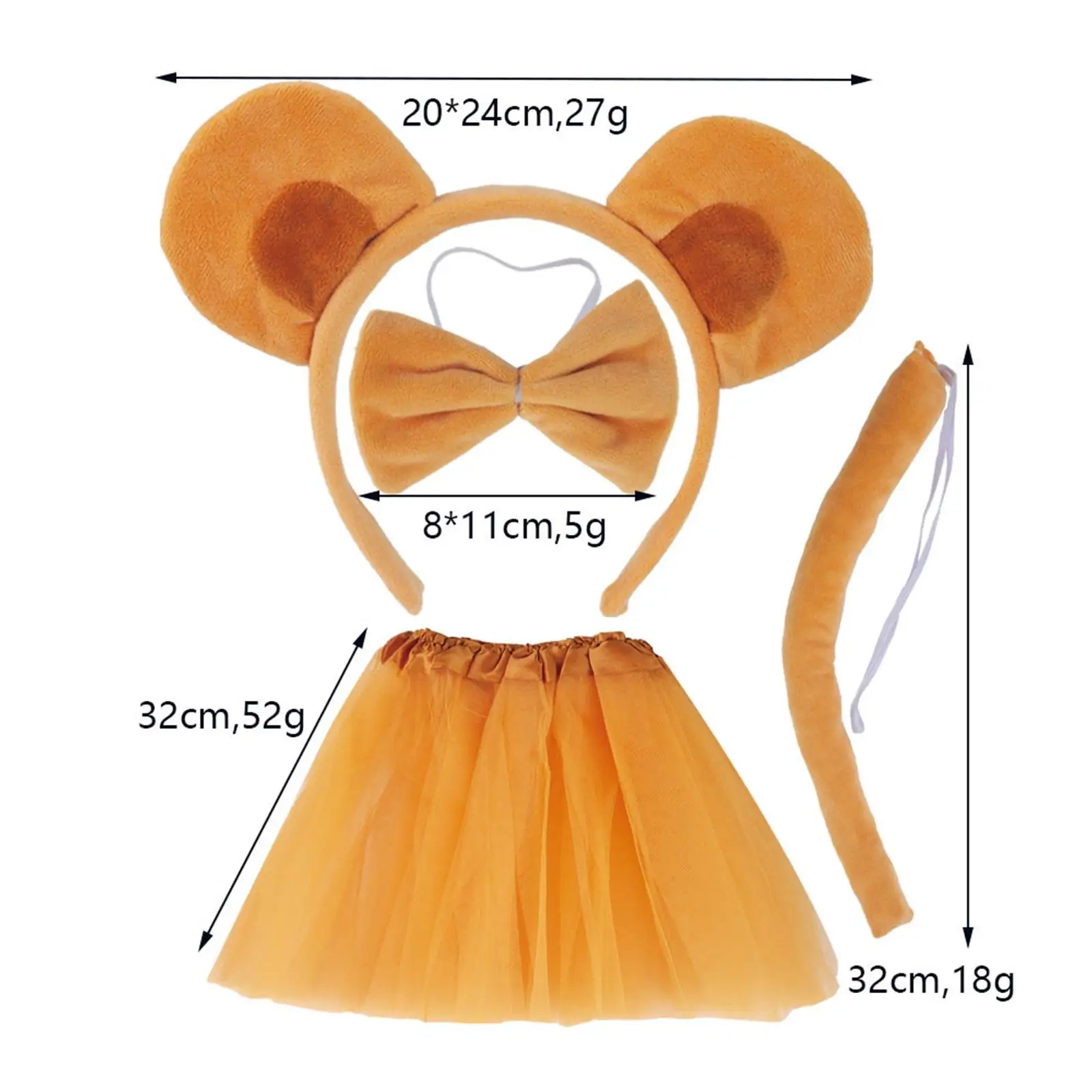 

Kids Costume Tutu Set, Monkey Animal Fancy Dress Costume, Monkey Ear Headband, Bowtie, Tail, Tutu for Halloween Cosplay