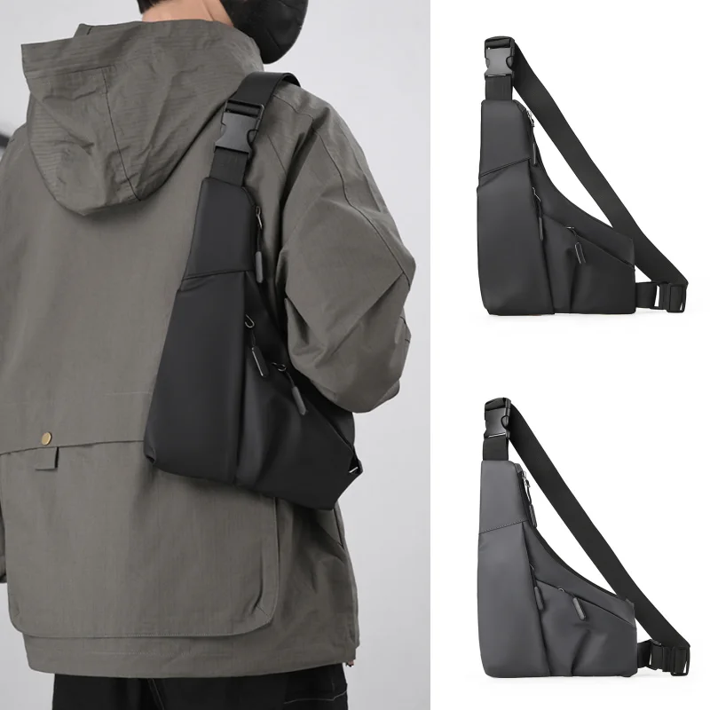 

Anti Theft Close Fitting Chest Bag Men's Leisure Leather Film Triangle Bag Crossbody Card Wallet Sports Cycling Riding Sling Bag