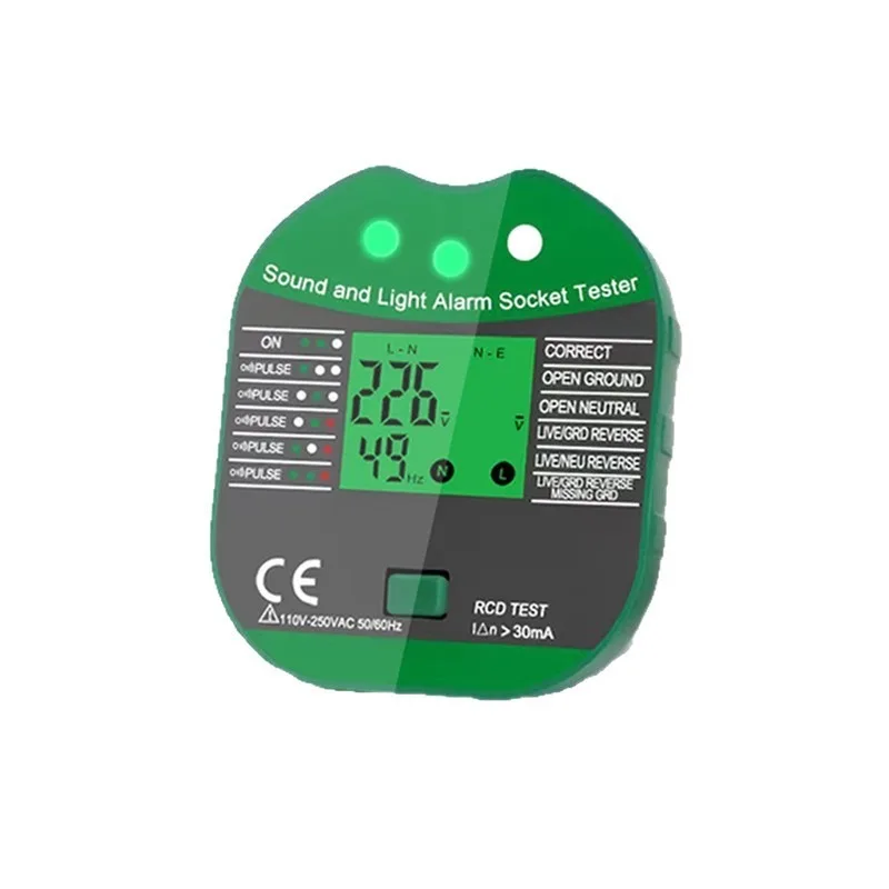 Multifunctional digital display socket tester Line connection Reverse line phase loss plug polarity detector