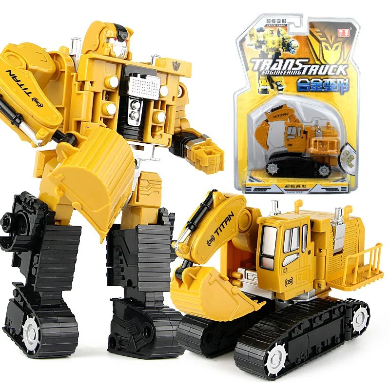 Transforming Robot Toy Magnetically Assembles into Realistic Large Robot Figure 5 Construction Trucks for Boys Ages 3 and Up