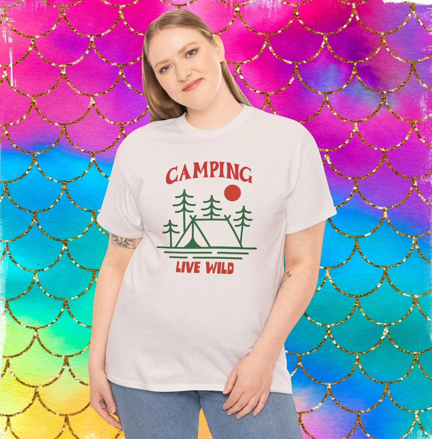 

Кемпинг Live Wild Футболка Любители Кемперы Уникальный дизайн