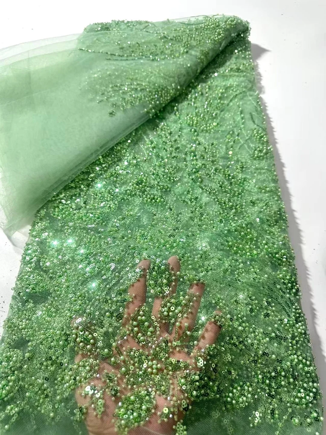 

Африканское кружевное полотно 2026 с пайетками и вышивкой бисером, высококачественное французское тюлевое кружево для свадебных нарядов жениха и невесты в нигерийском стиле