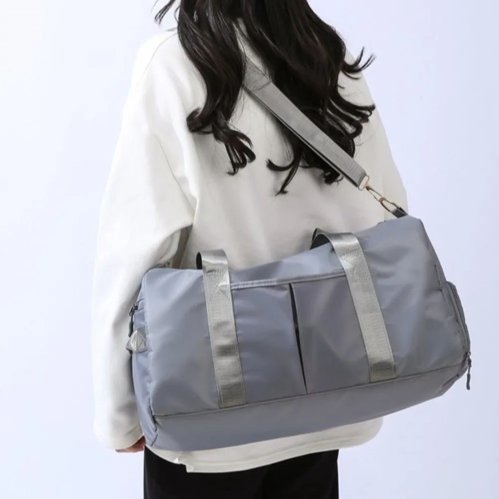 Oxford Travel Luggage Bag Short Distance Multi Layered Large Capacity Handbag with Shoe Compartment Solid Color Gym Shoulder Bag