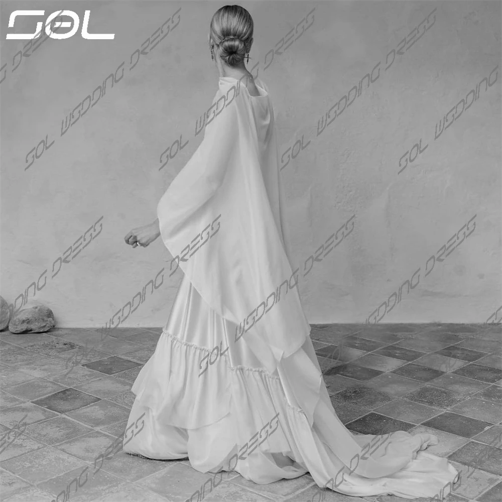 SOL Sexy bretelles Spaghetti élastique tissé Satin robes De mariée avec enveloppes détachables BOHO dos nu robes De mariée robes De Novia