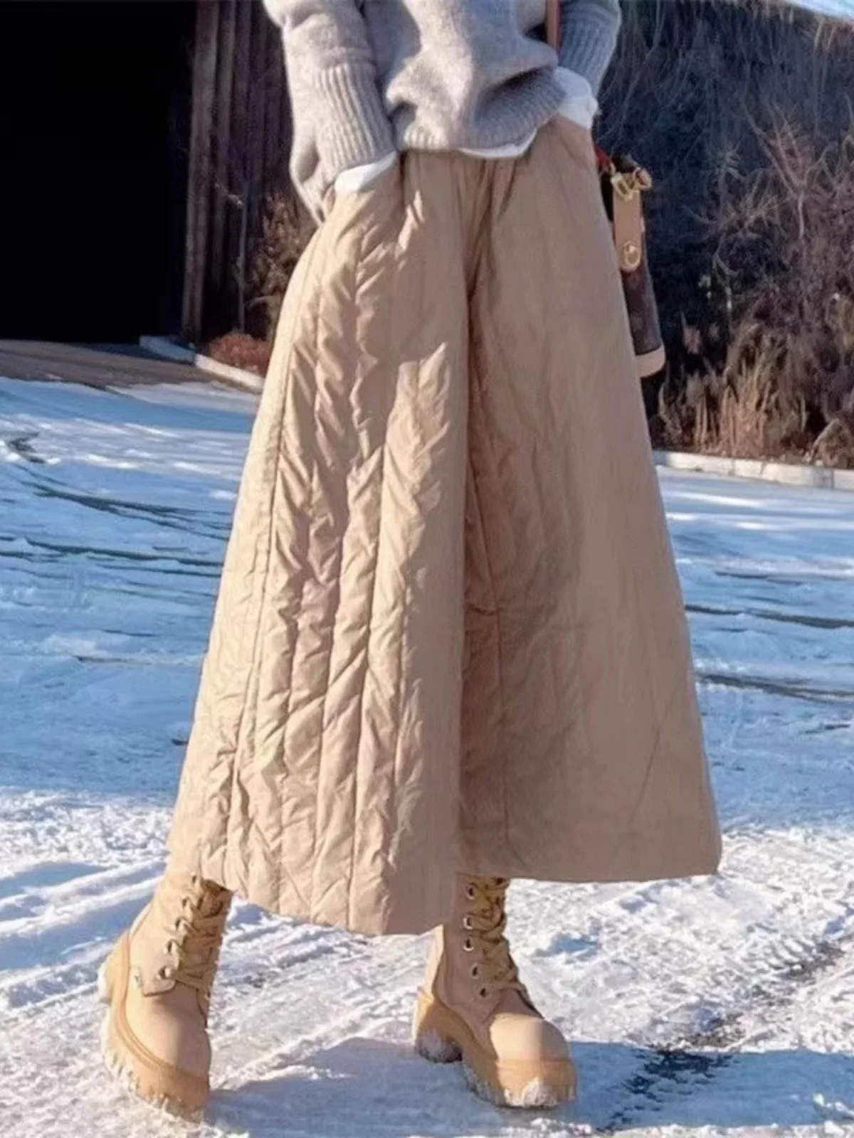 

Модная свободная женская зимняя хлопковая пуховая юбка, брюки, повседневные брюки для поездок на работу, восьминадцать длинок и грушевое тело, подходит