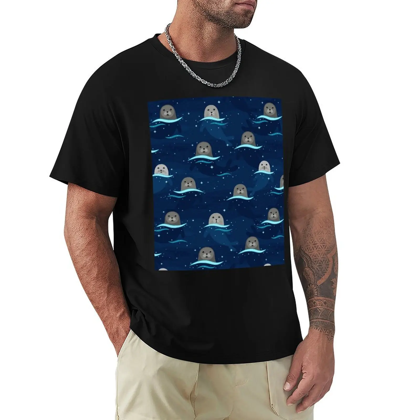 

Seals in Glowing Sea T-Shirt oversized t shirt vintage men graphic t shirts
