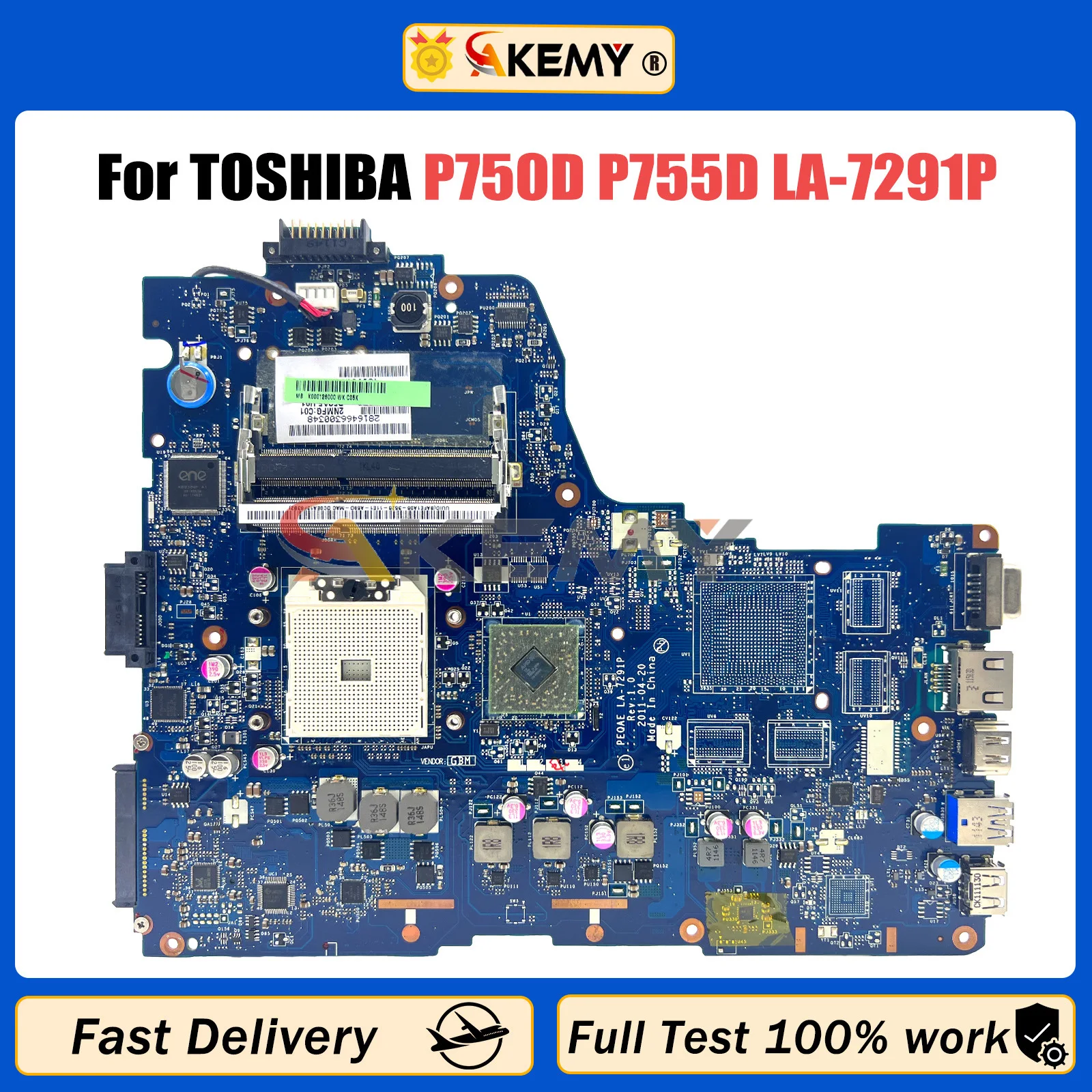 

Материнская плата LA-7291P для ноутбука Toshiba Satellite P750D P755D, материнская плата K 000126000 PEQAE DDR3 100% тест в порядке