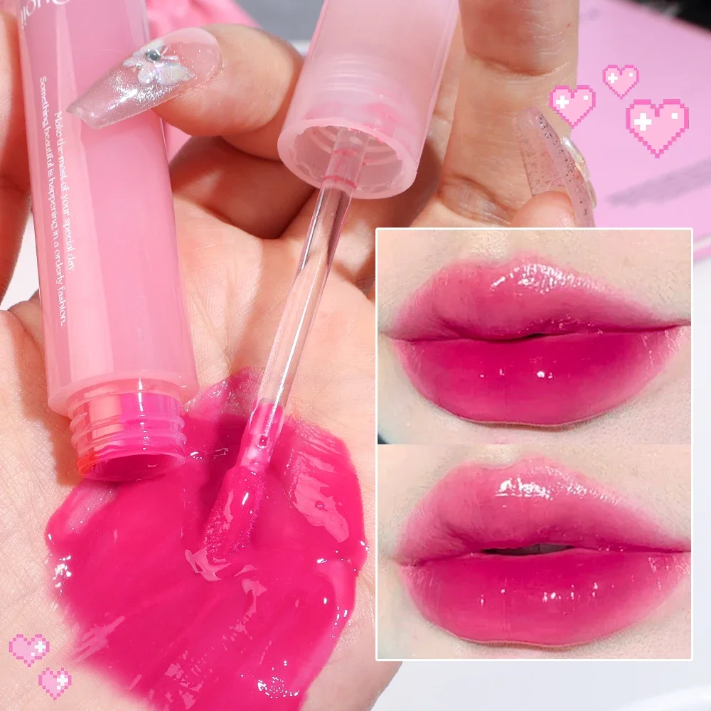 6color Juice Pink Red Lip Gloss Mirror Water Light Moisturizing Glass Glossy Liquid Lipstick Lipglaze Waterproof Lip Tint Makeup