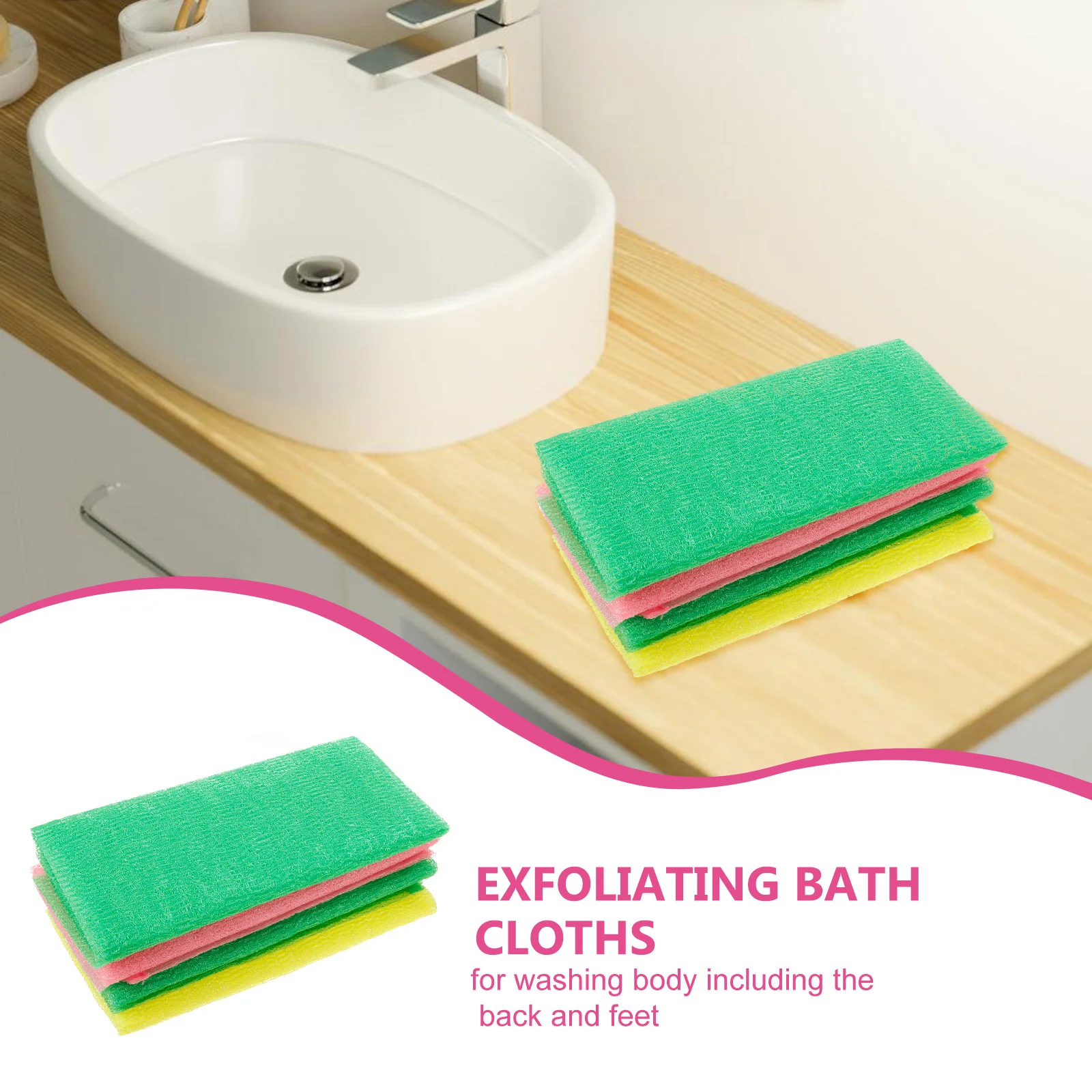 4 قطعة منشفة استحمام النايلون التقشير الظهر غسل الغسيل طويل التجفيف السريع الإسفنج للجسم التطهير العميق التقشير حمام القماش