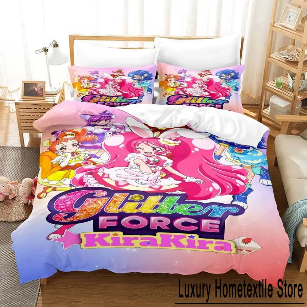 New 3d Anime Kawaii Grils Smile PreCure! Bedding Set Single Twin Full Queen King Size Bed Set Adult Kid Bedroom Duvet cover Sets