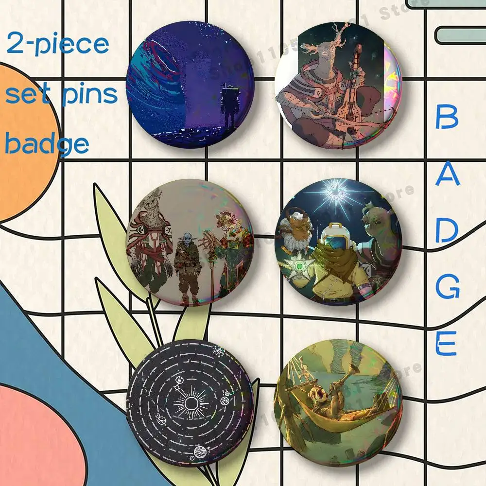 Anime O-Outer Wilds Game Brooches for Backpack Accessories 25 32 44 58 75mm Round 2-piece set Free Mix