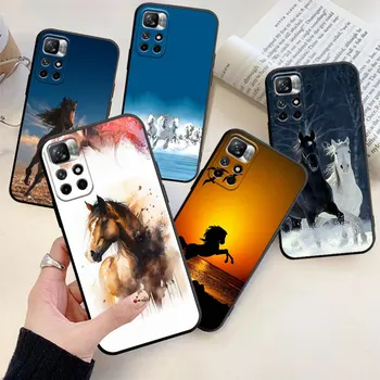 동물 러닝 말 휴대폰 케이스, 샤오미 레드미 노트 11 10 9 프로 5G 10C 9s 7 8 8T 12 9A 9C 9T K40 TPU 커버 코크