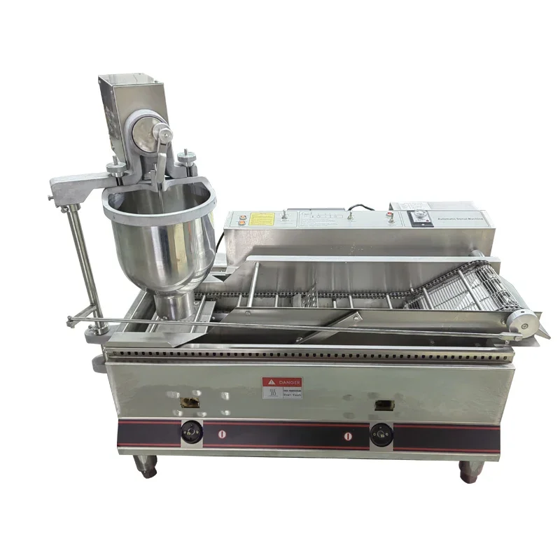 Mesin Donat 110V 220V, Mesin Perakitan Donat Multifungsi Komersial dengan Conveyor Belt dan Penggoreng Terintegrasi