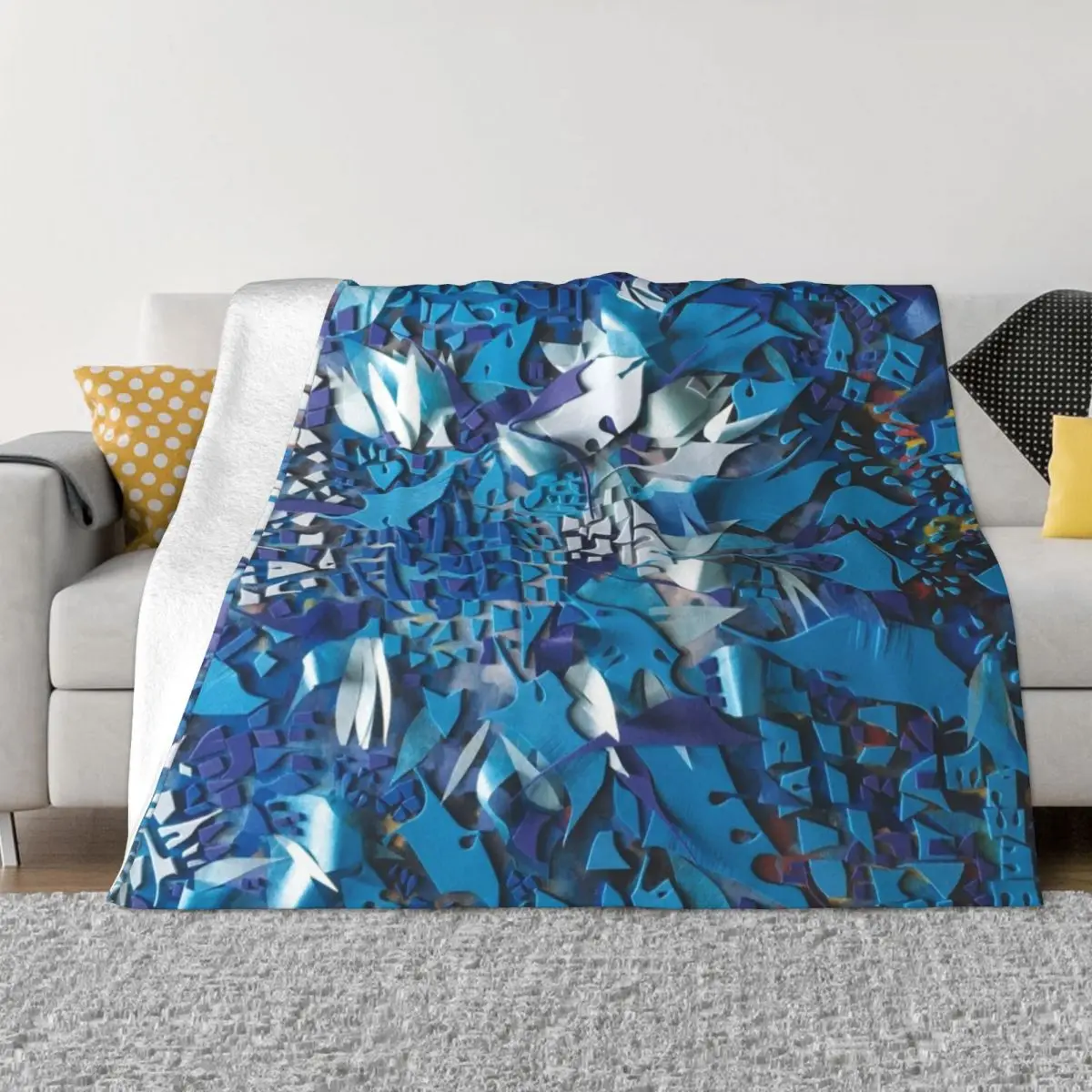 

Frost- Floral Abstract Mosaic Collage Throw Blanket Blanket Sofa Luxury Thicken Blanket