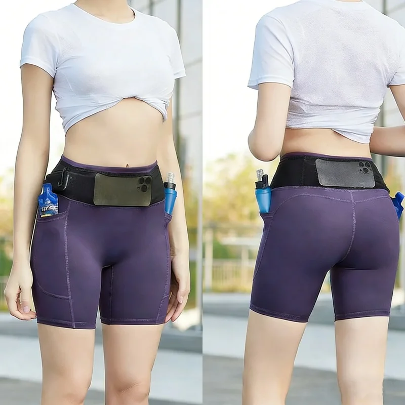 Women Summer Running Compression Shorts Quick Dry Marathon Riding Training Tights Sports Leggings Gym Yoga Pants Multi-Pocket