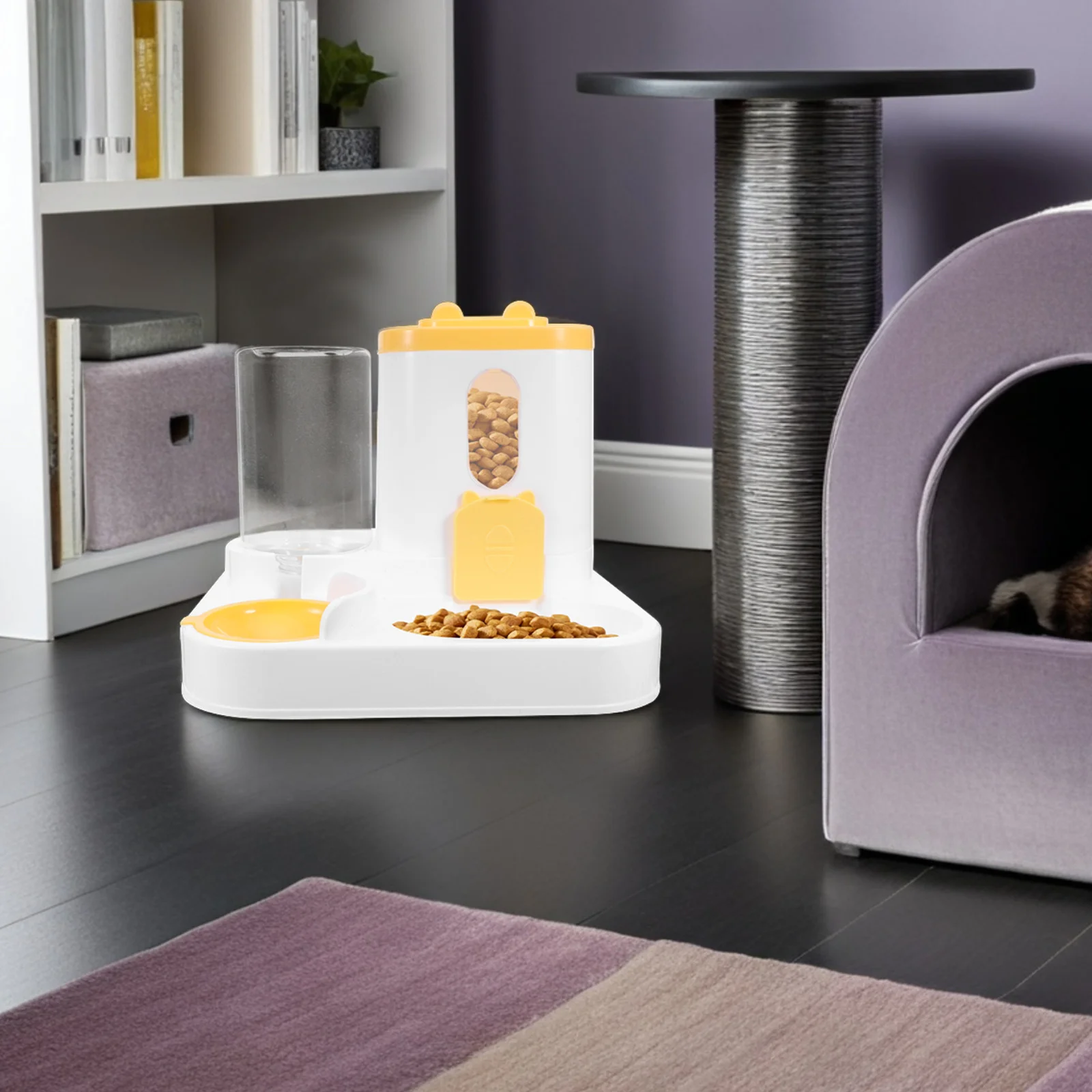 مجموعة أدوات تغذية الحيوانات الأليفة وموزع مياه أوتوماتيكي وعاء تغذية بطيء للقطط والجرو والقطط الصغيرة بسعة كبيرة للطعام والماء #4