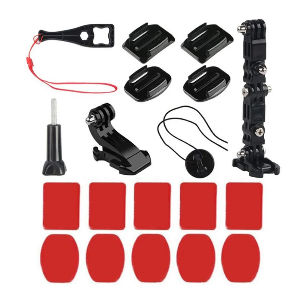 Action Camera Motorcycle Helmet Accessories For Go Pro Gopro Hero 12 11 10 9 8 6 4+3 Dji Helmets Strap Mount Osmo Camera Set Kit