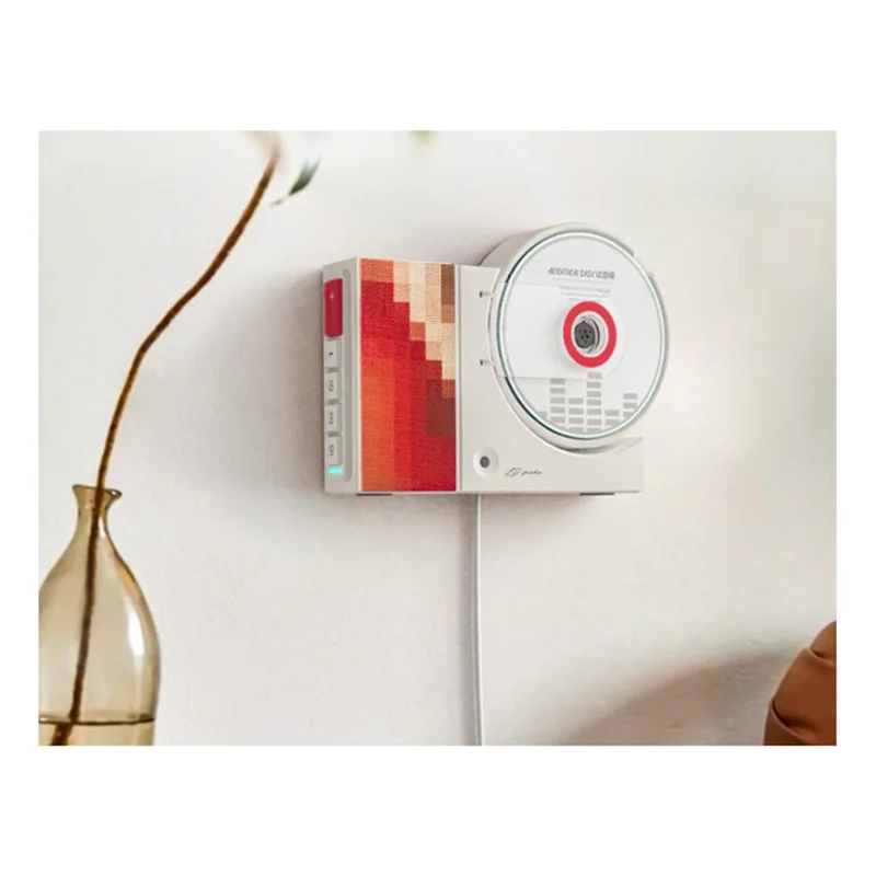 

A73E-Wall Mounted CD Music Player Remote Control Home Audio Speaker USB Bluetooth-Compatible AUX Input CD Music Player