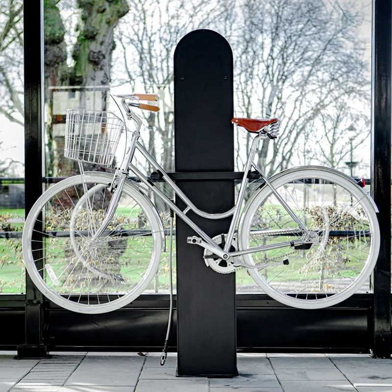 Bicycle repair station workbench with tools