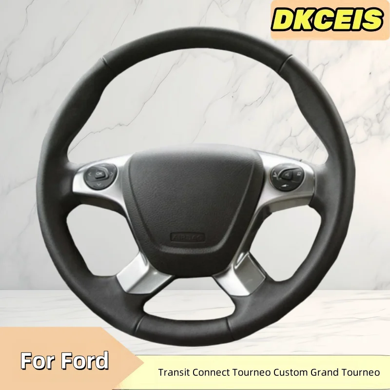 Car Steering Wheel Cover Genuine Leather For Ford Transit Connect Tourneo Custom Grand Tourneo Steering Wheel Braiding Cover