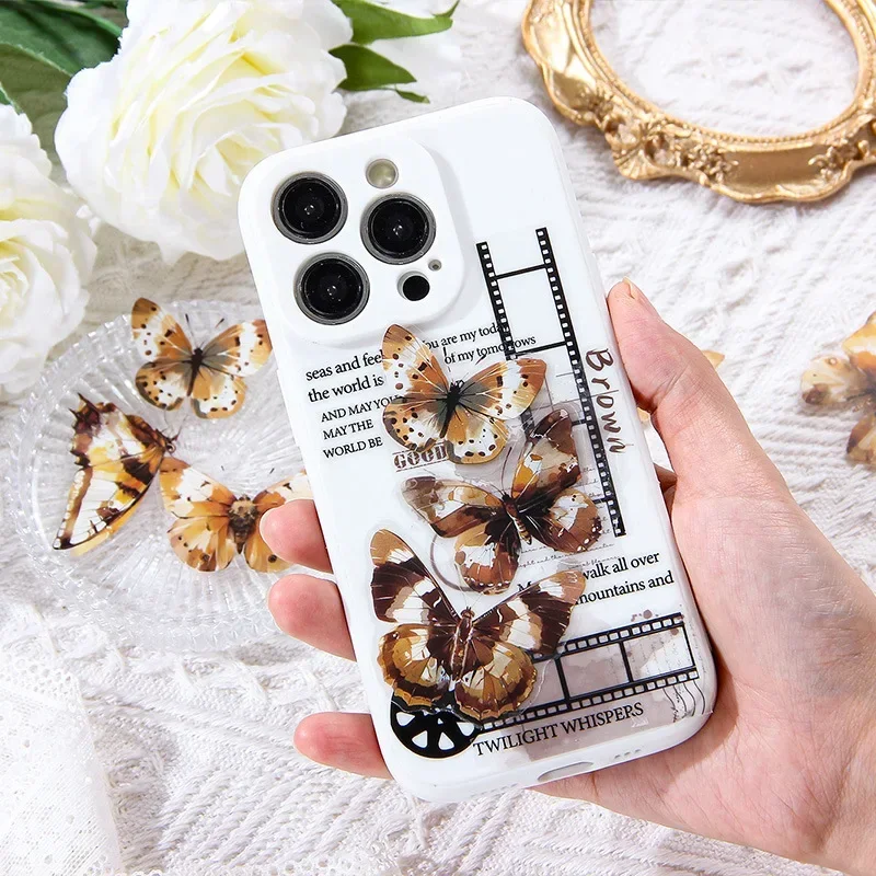 Ink Fragrance Butterfly Shadow Retro Handbook Sticker Butterfly Scrapbook Material Diy Sticker Mobile Phone Case Decoration