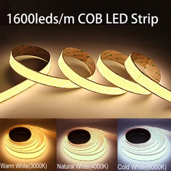 24V Ultra Bright COB LED Strip Light 1600leds/m Ceiling Light Strip High Brightness Flexible Ribbon LED Tape High Density Strip