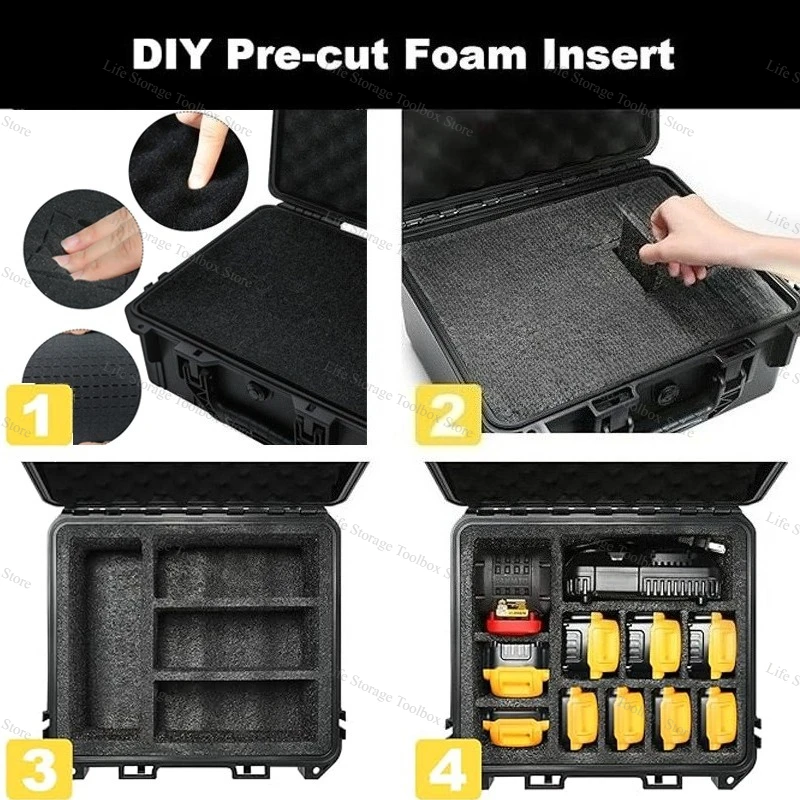 

Кейс для аккумуляторов Makita, Dewalt, Milwaukee, Parkside – Жесткий футляр для хранения и переноски аккумуляторов и зарядных устройств 18В/20В/40В