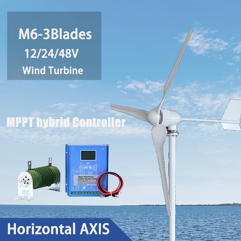 12V 24V 48V Wind Turbine Generator Low Starting Wind Speed Free Alternative Energy With MPPT Hybrid Controller Homeuse